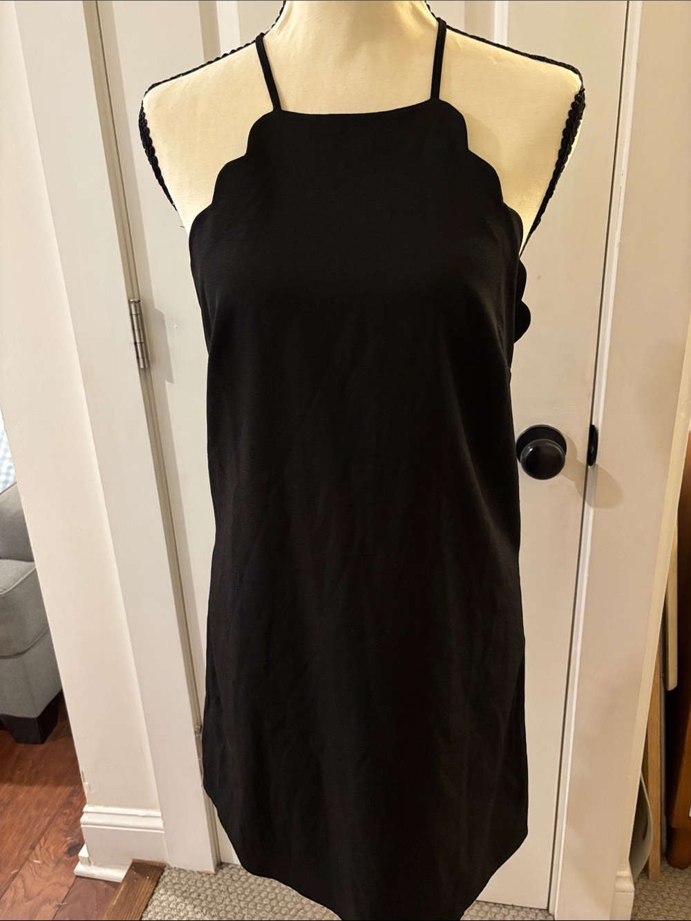 Lulu's Black Scallop-Edge Halter Mini Dress